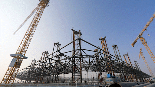 开云 开云体育钢结构丨雄安体育场屋盖钢结构整体提升成功(图4) 开云 开云体育钢结构丨雄安体育场屋盖钢结构整体提升成功(图4)