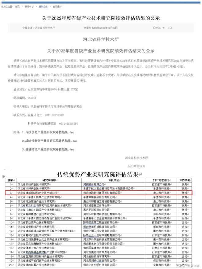 开云 开云体育平台河北省建筑钢结构产业技术研究院获评省级优秀(图1) 开云 开云体育平台河北省建筑钢结构产业技术研究院获评省级优秀(图1)