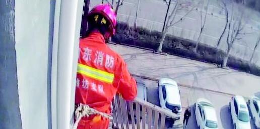 开云 开云体育官网百叶窗悬空八楼外 诸城消防队员制定方案顺利解决(图1)
